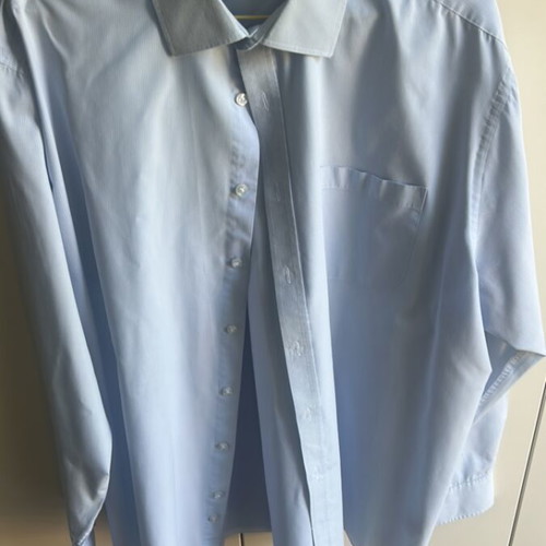 Men's blue striped shirt M&S used with chest pocket and cufflinks