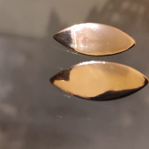 Leaf-shaped earrings used, gold color