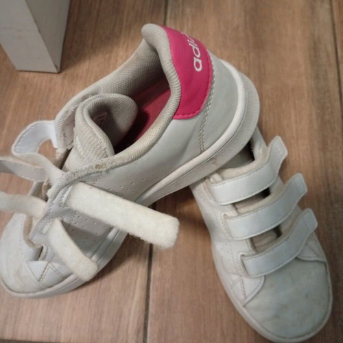 Adidas kids shoes used, size 33, white athletic for girls