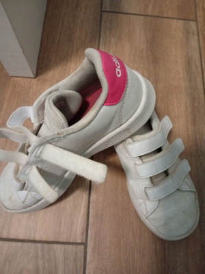 Adidas kids shoes used, size 33, white athletic for girls