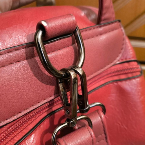 Doca leather backpack used, red with silver details