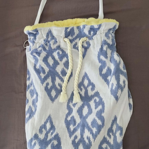 Wind Large Shoulder Bag Used, Blue White Boho Ethnic Limited Edition