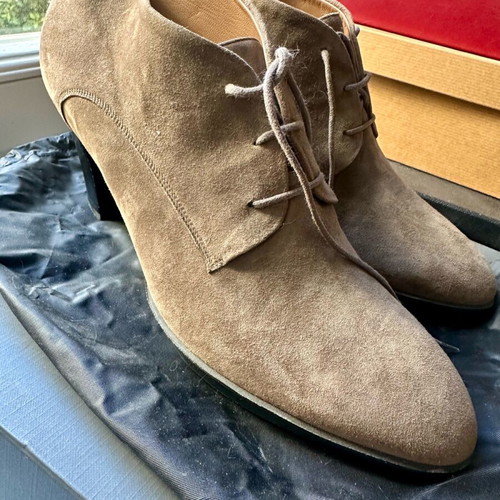 Fratelli Rossetti shoes new, taupe suede, 8cm heel