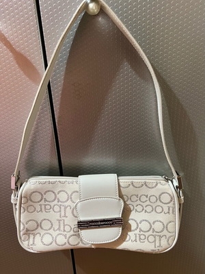 Rocco Barocco τσάντα ώμου λευκή-κρέμ σαν καινούργιο με ασημί γράμματα