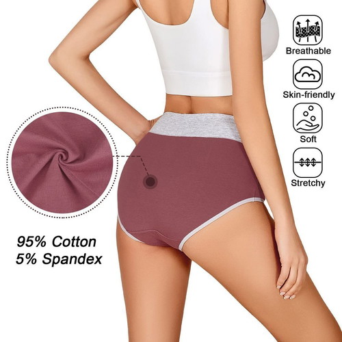Women's Cotton High Waist Bikini Underwear Pack of 5 New