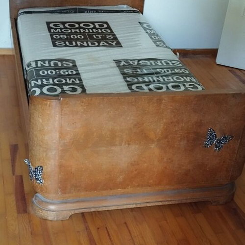 Antique Bed with Orthopedic Mattress used, rosewood 1.10x2.00m