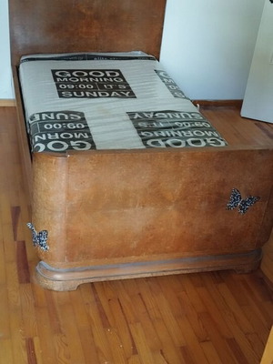 Antique Bed with Orthopedic Mattress used, rosewood 1.10x2.00m