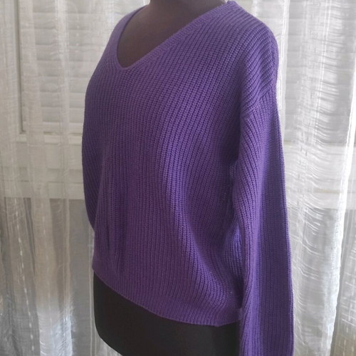 TALLY WEiJL Purple Knit Sweater with Lace-Up Back like New