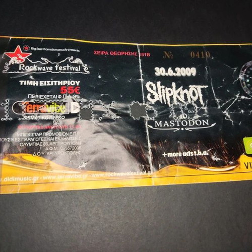 Rockwave 2009 ticket used, rare