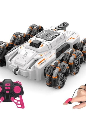 Six Wheels RC remote control car with dual controller and hand gesture detection white new