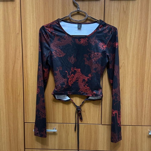 Shein long-sleeve blouse new, black and red, size S