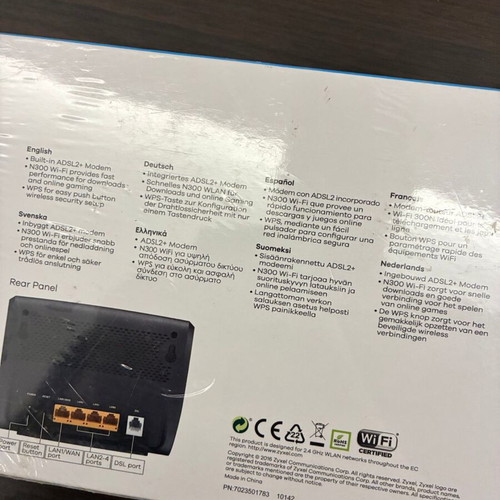 Zyxel AMG1302-T11C ADSL2+ modem router new, wireless Wi-Fi 4