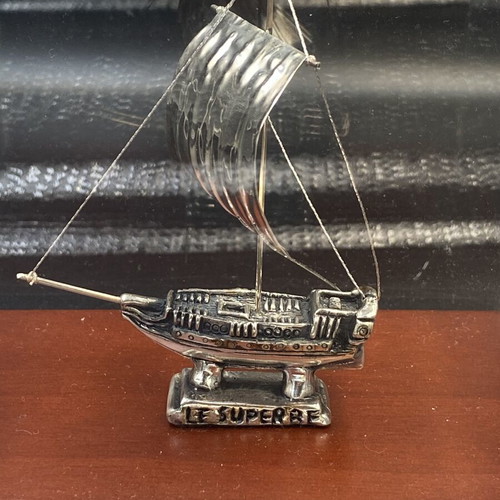 Silver miniature ship Le Superbe like new, decorative 925° silver