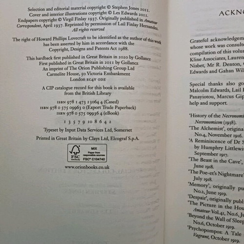 Eldritch Tales H. P. Lovecraft hardcover book used in English