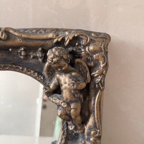 Mirror with angels like new, plaster, 30 x 30 cm