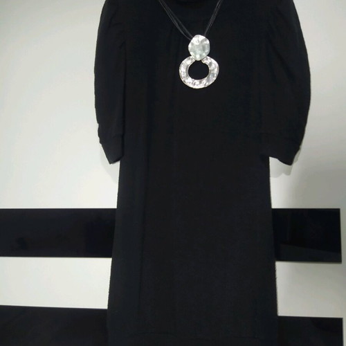 Knitted black dress with short sleeves and turtleneck like new