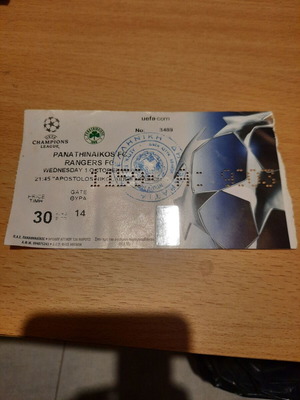 Champions League Ticket 2003 Panathinaikos vs Rangers like new
