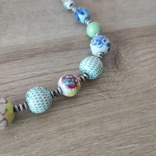 Necklace with colorful ceramic beads like new