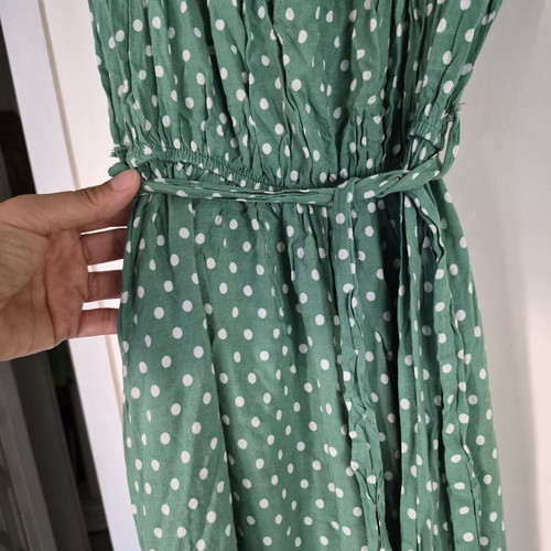 Mint green polka dot midi dress