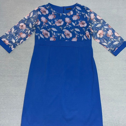 Blue dress with floral sleeves like new