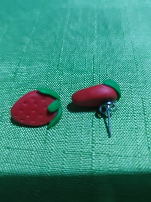 Strawberry earrings like new, polymer clay by Kirki Magic Shop
