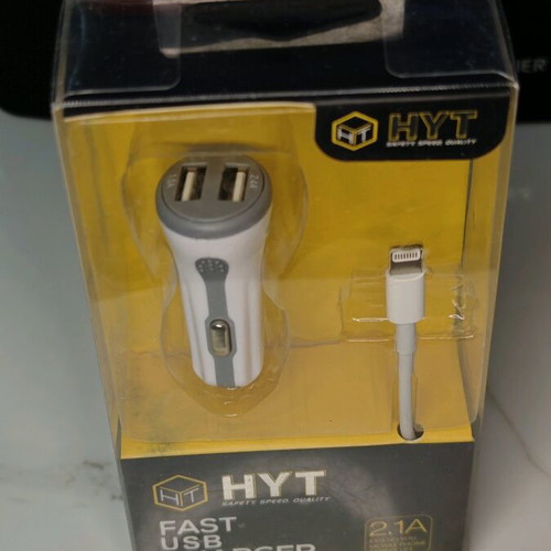 HYT Fast USB 2.1A Car Charger with Lightning Cable new