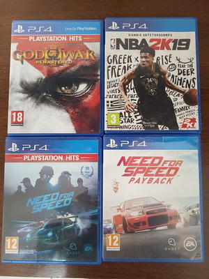 Ps4 games used God of War, NFS, NFS Payback, NBA2K19