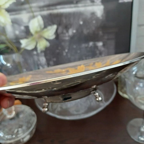 Silver-plated centerpiece with 24k gold details like new