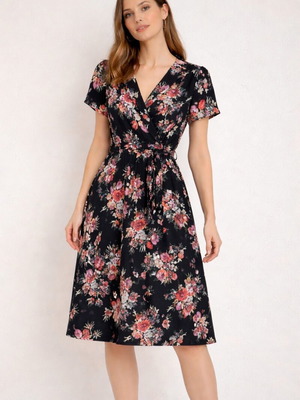 Lindy Bop floral dress like new, black with colorful flowers