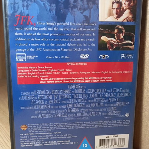 JFK DVD like new with English subtitles