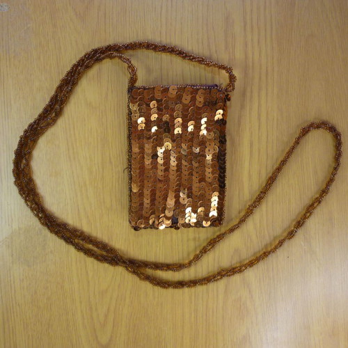 Women's vintage bronze wallet bag used shoulder with sequins