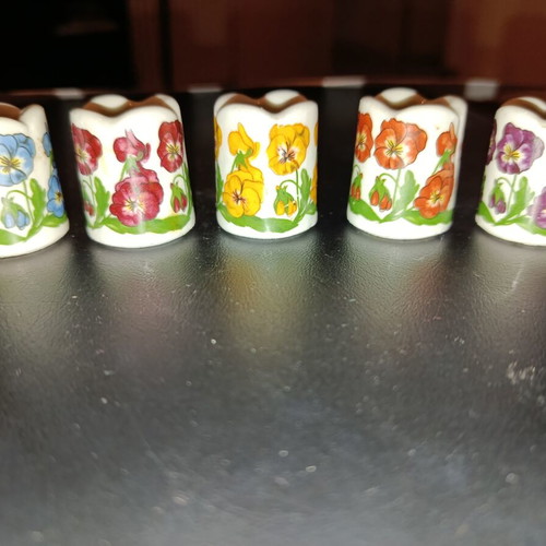 Set of 5 Vintage Mini Porcelain Thimble Candle Holders