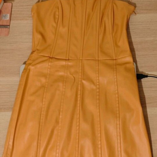 Mini mustard leather dress Zara XS like new