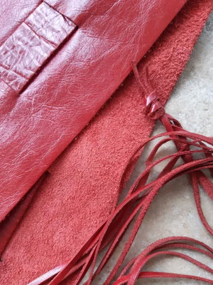 Red leather belt like new, size 70