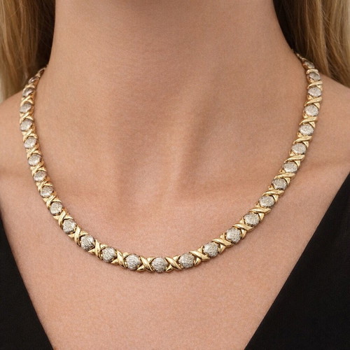 Hugs & Kisses necklace two-tone stainless steel like new