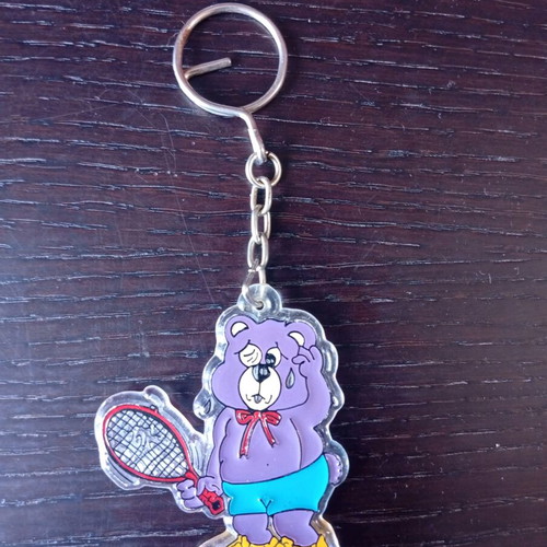 Care Bears keychain used with bear and tennis racket