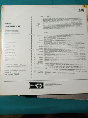 Handel Messiah classical vinyl record