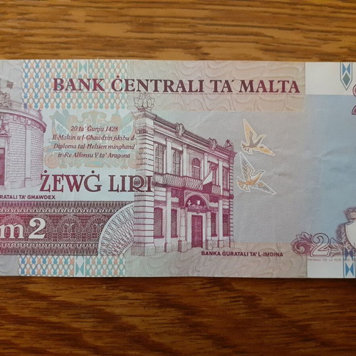 Malta 2 Liri banknote 1967