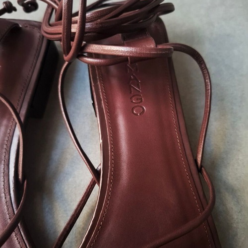 Mango Brown Leather Lace-Up Sandals, Size 38