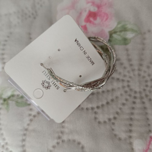 Hoop earrings new, two pairs, stainless steel, 5cm diameter
