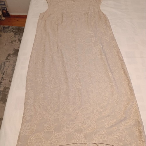 Women's dress custom made, used, beige, plus size, embroidered