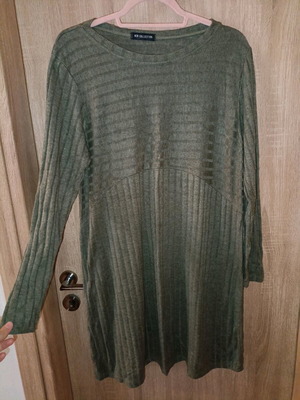 Italian knitted dress like new, wool and viscose, gray XL