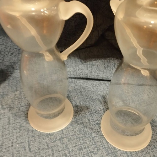 Candlesticks used, set of 2, made of blown glass