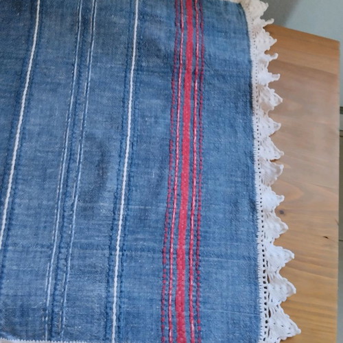 Handwoven table runner used with lace 90x50 cm