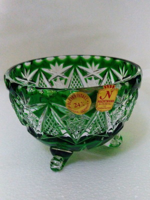 Μικρό μπολ Nachtmann Rom Bleikristall emerald green με τρία ποδαράκια καινούργιο