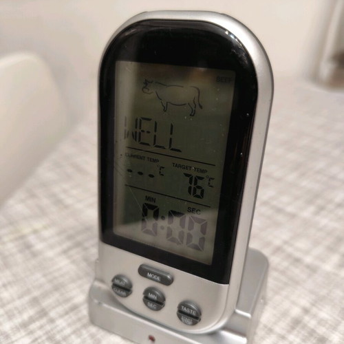 Wireless meat thermometer used