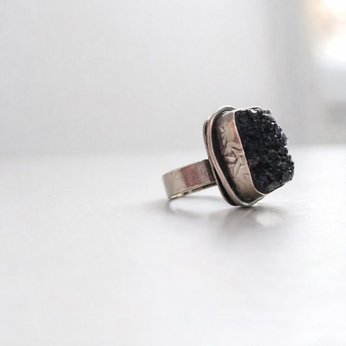 Silver ring with amethyst stone used