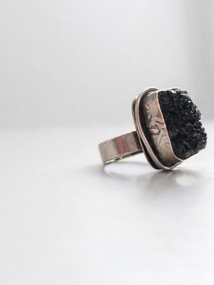 Silver ring with amethyst stone used