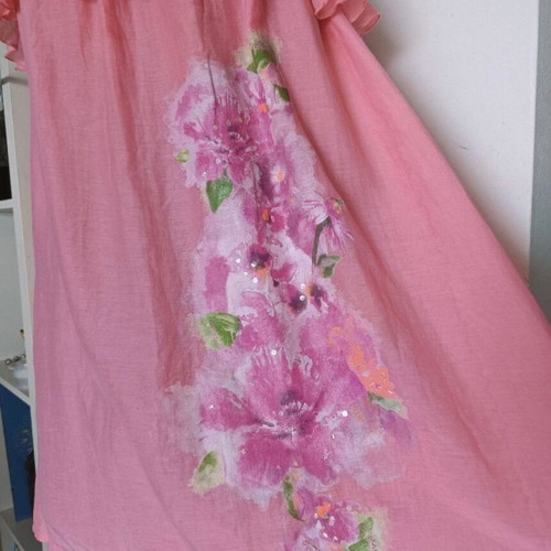 Pierre Cardin pink summer dress new, silk blend, size EU44
