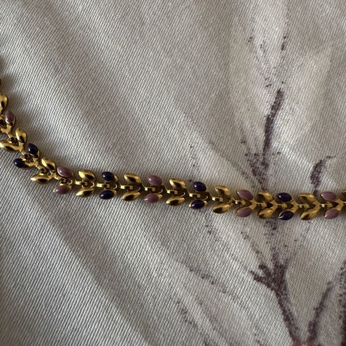 Necklace gold with flowers new, multicolor